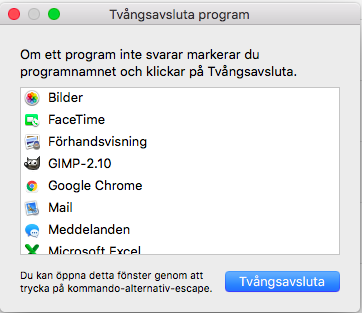 Tvångsavsluta program Mac 